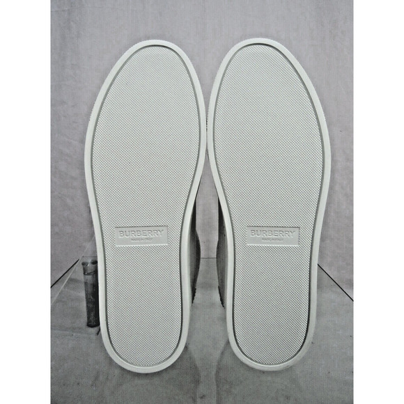 NIB BURBERRY ROBIN WHITE BLUE CHECK LEATHER LOW LOGO SNEAKERS US 11.5 44.5 IT - Picture 11 of 13